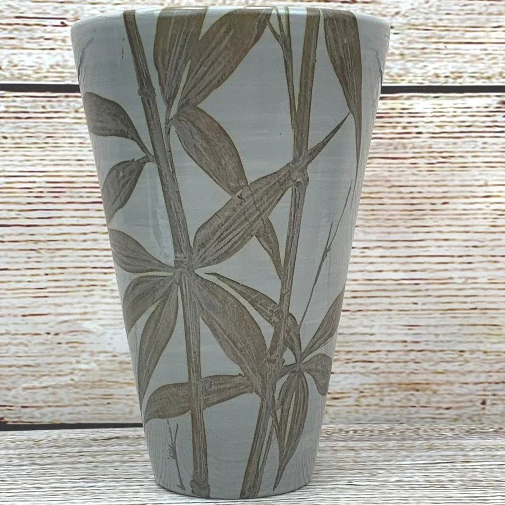 Ciao Italya for Nordstrom Vase, Made‎ in Italy, Gray Bamboo Design Pottery